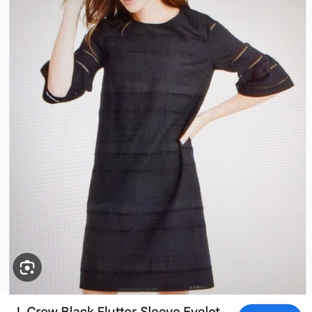 J. Crew Black Flutter Sleeve Dress